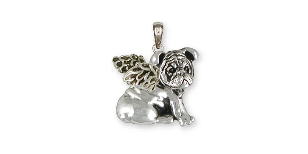 Bulldog Angel Pendant Jewelry Sterling Silver Handmade Dog Pendant BD31-AP