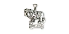 Bulldog Pendant Jewelry Sterling Silver Handmade Dog Pendant BD22-NP