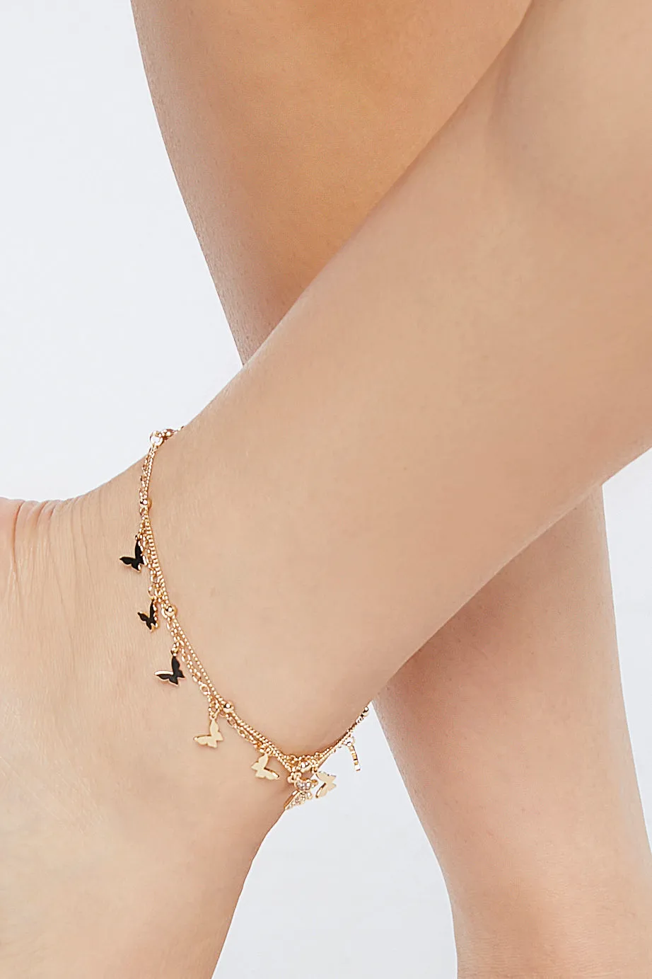 Butterfly Charm Chain Anklet Set