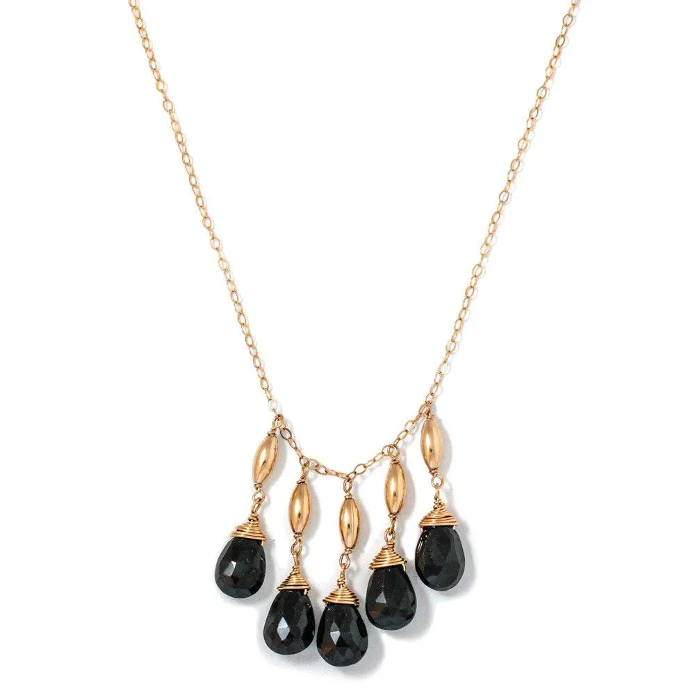 Cascade Gemstone Necklace - Black Spinel