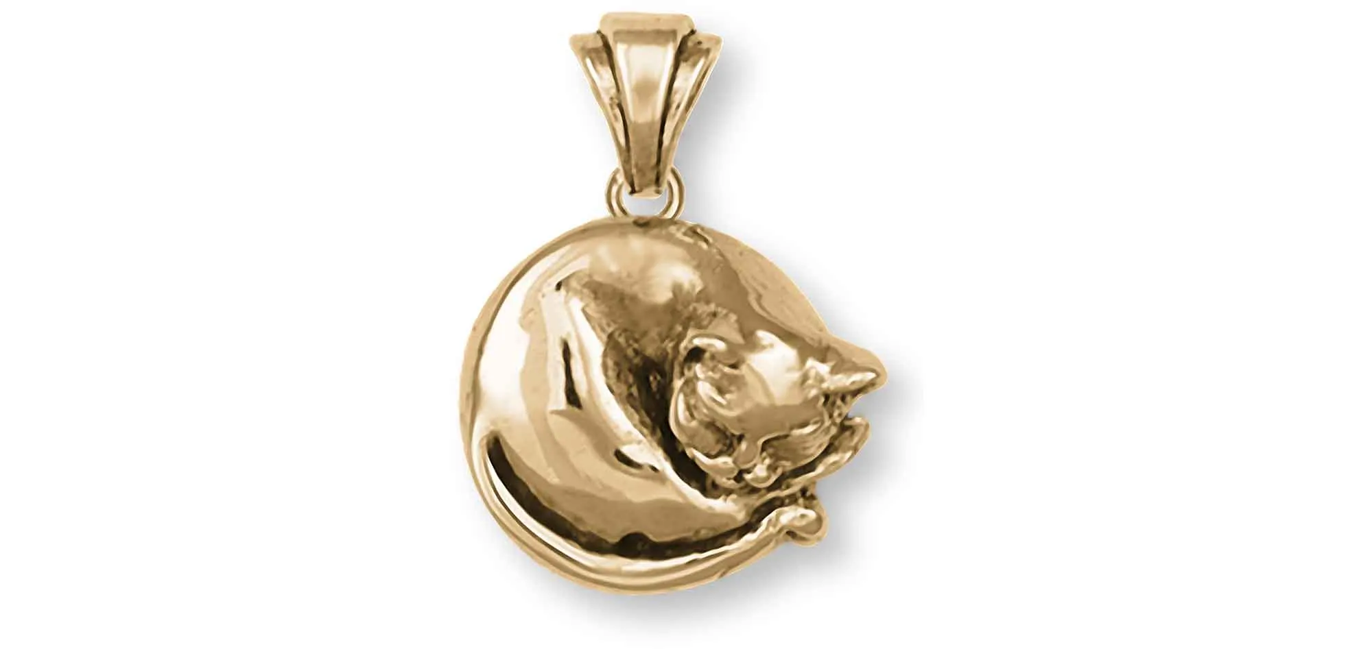 Cat Jewelry 14k Yellow Gold Handmade Cat Pendant  CT52-PG