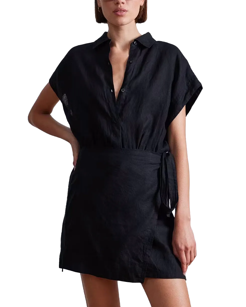 Catania Wrap Mini Dress (Black)