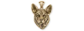 Cattle Dog Pendant 14k Gold Vermeil Handmade Australian Cattle Dog Jewelry  CTD2-PVM