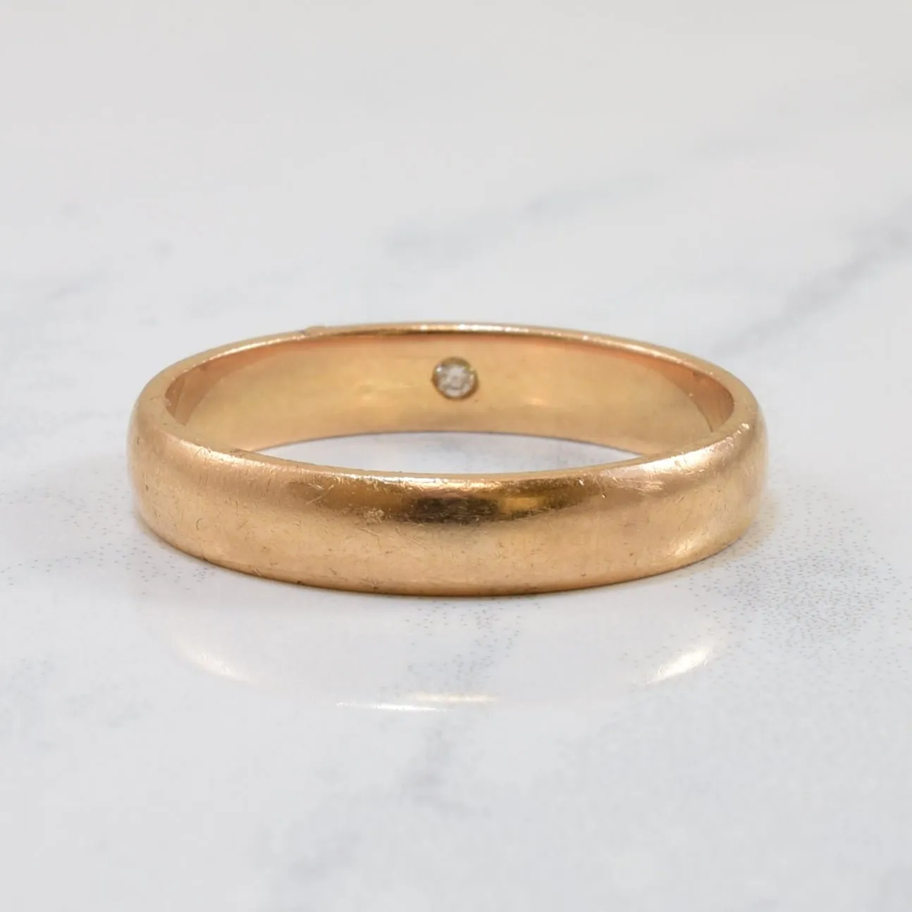 'Chaumet' Hidden Diamond Rose Gold Band | 0.01ct | SZ 8.25 |