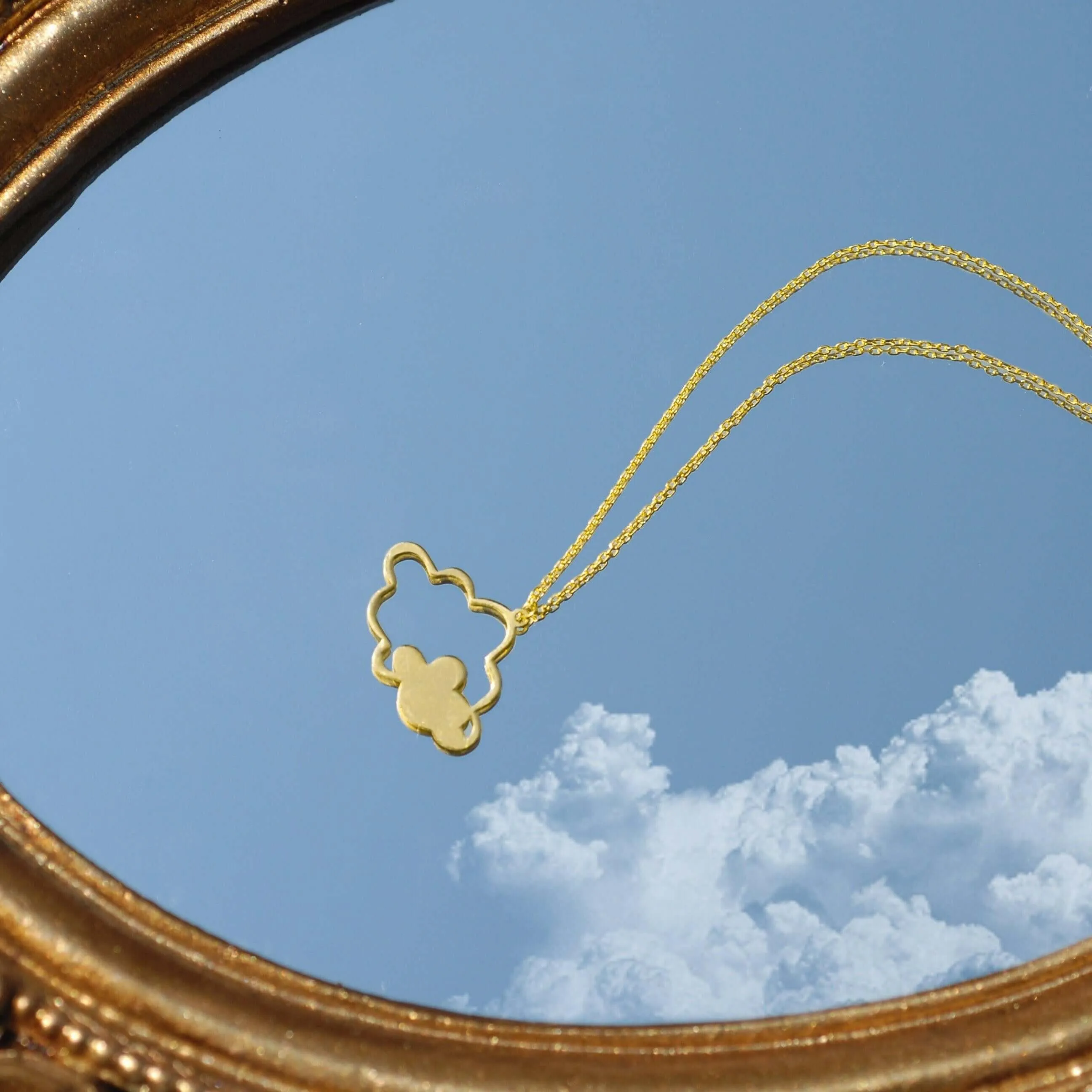 Cloud Pendant Necklace | 14K Solid Gold