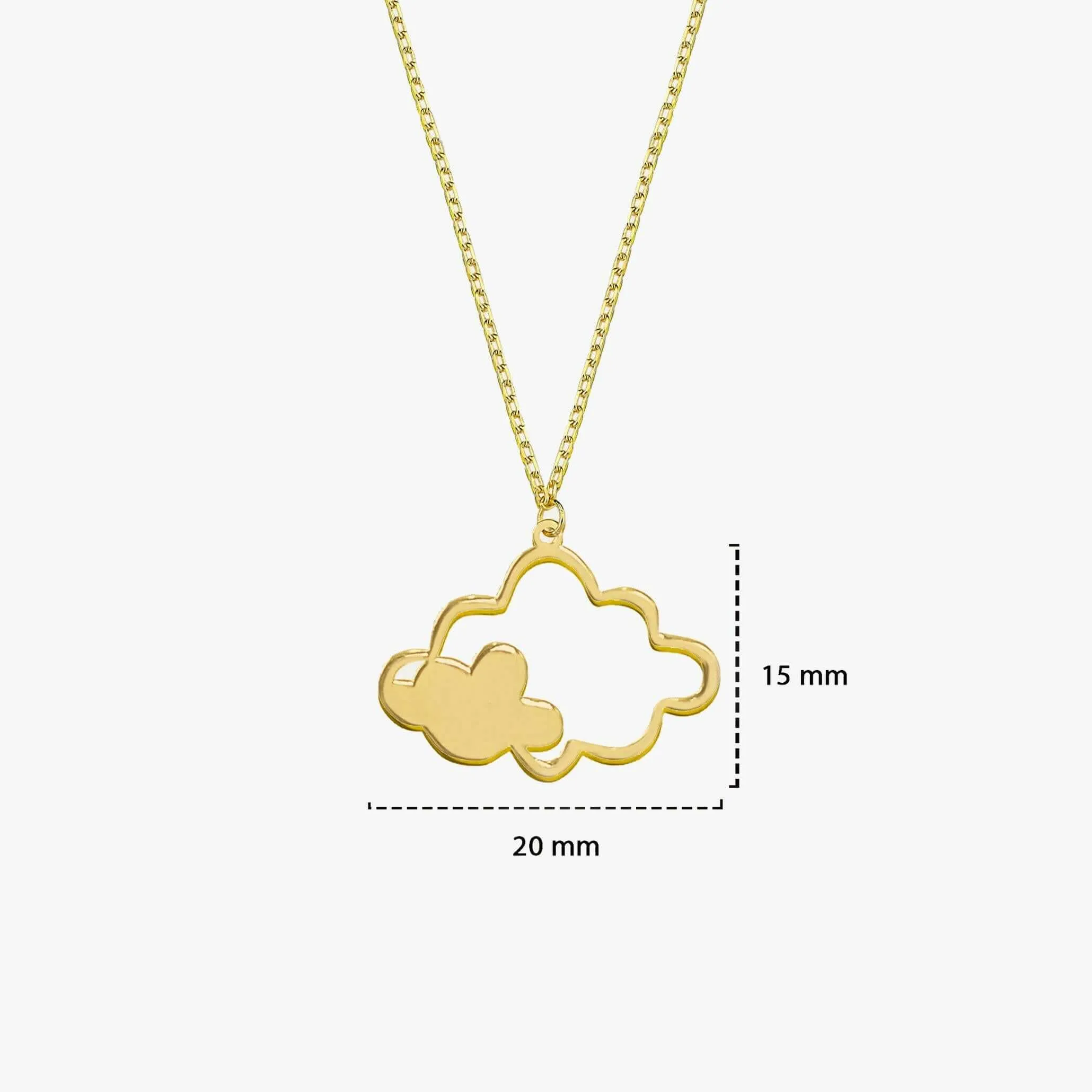 Cloud Pendant Necklace | 14K Solid Gold