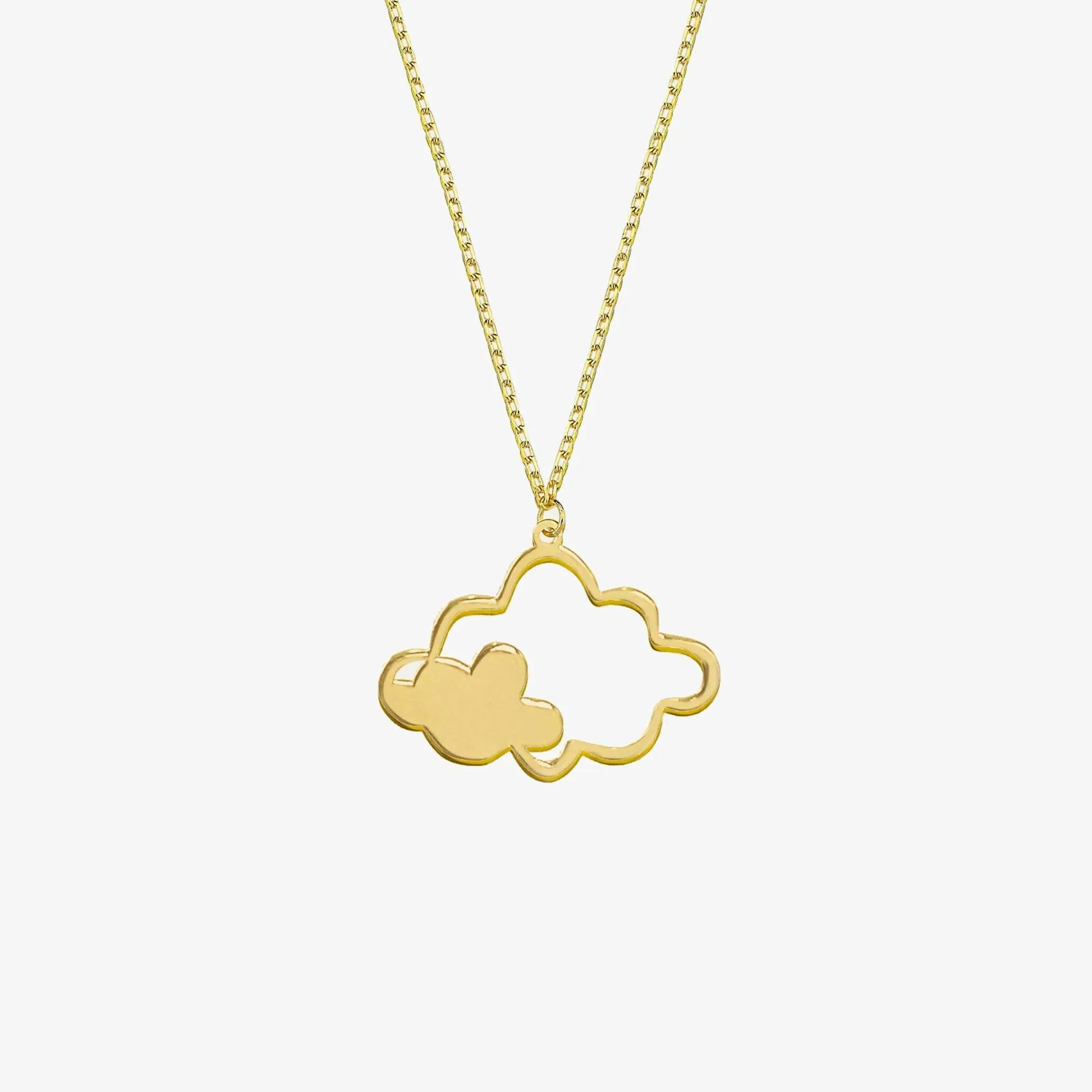 Cloud Pendant Necklace | 14K Solid Gold