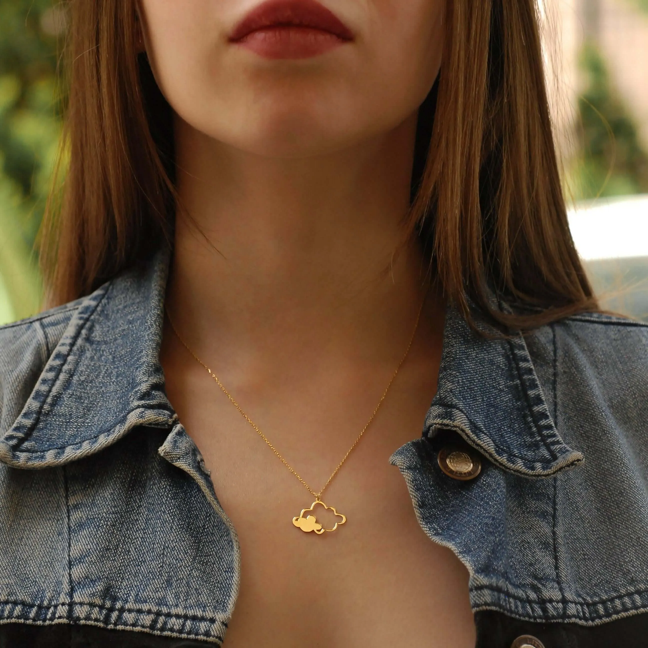 Cloud Pendant Necklace | 14K Solid Gold