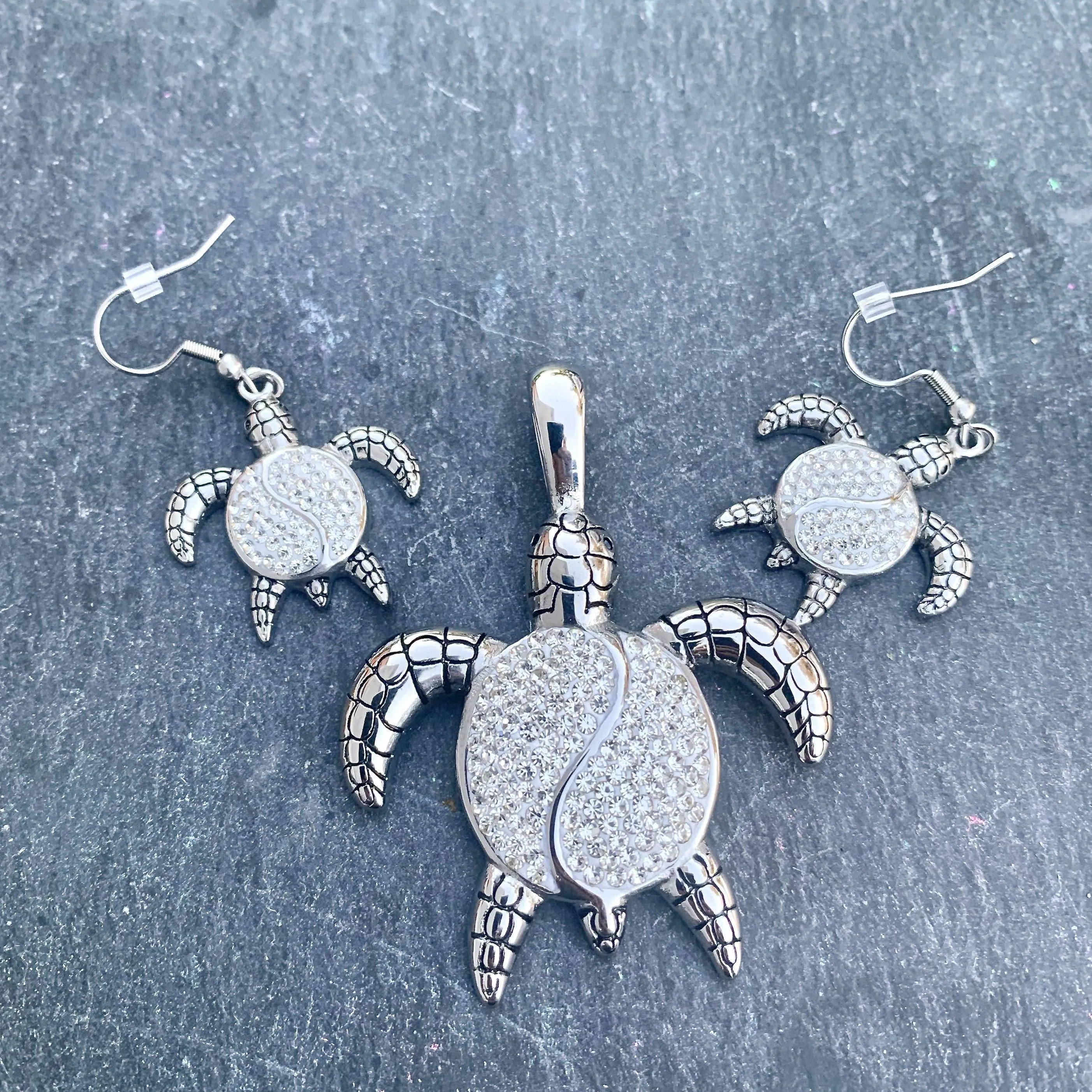 Crystal Sea Turtle Earrings - SK2590E