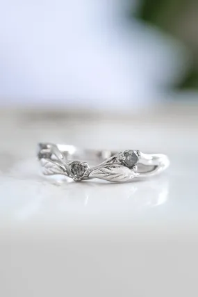 Curved wedding band with salt and pepper diamonds / matching band for Clematis