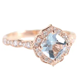 Cushion Aquamarine Vintage Engagement Ring Gold