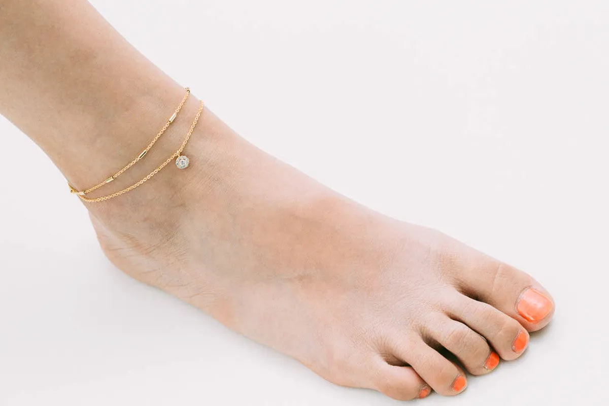 CZ Pendant Anklet-A