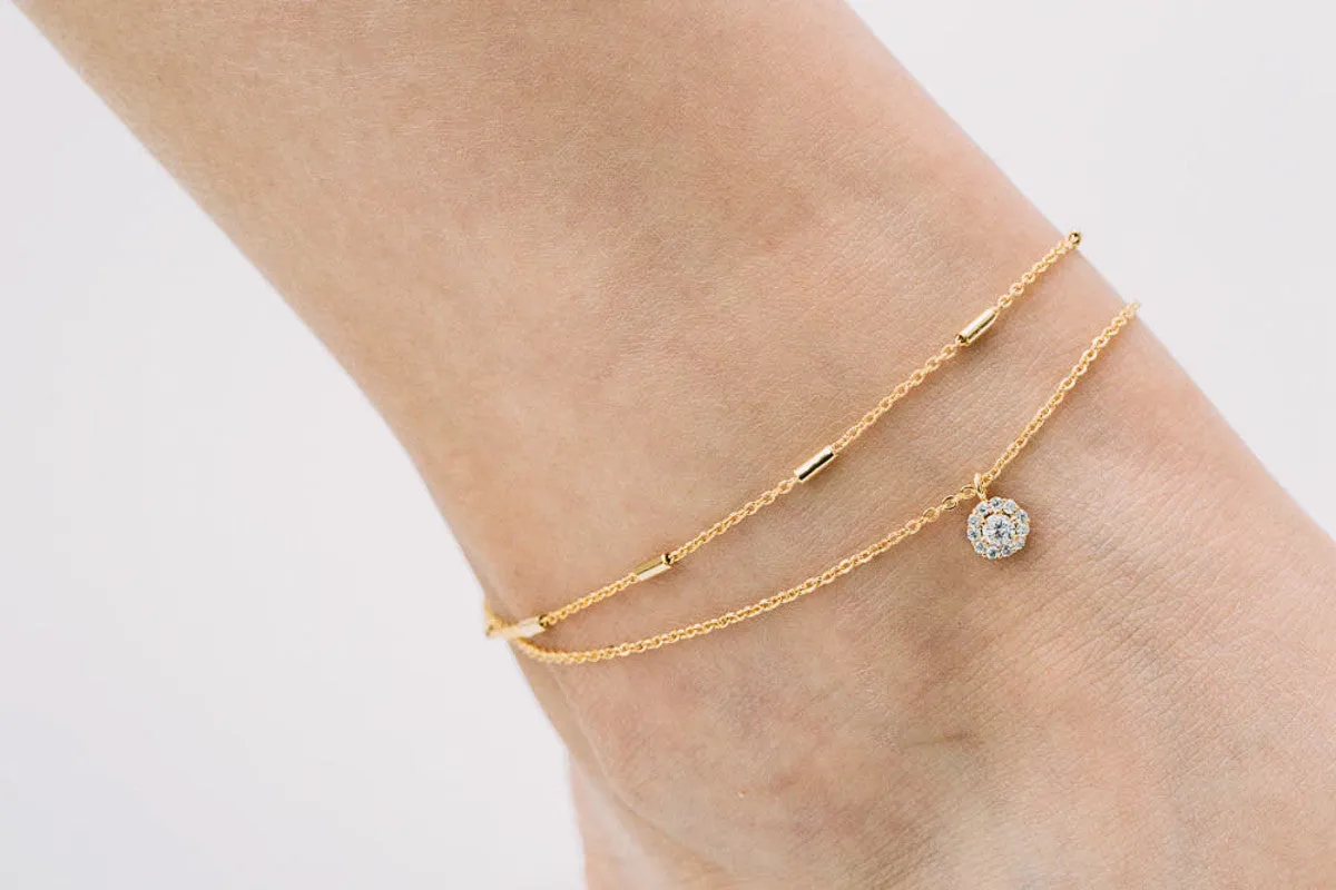 CZ Pendant Anklet-A