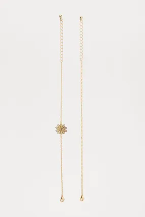 Dainty Daisy 2 Piece Anklet Set - Gold