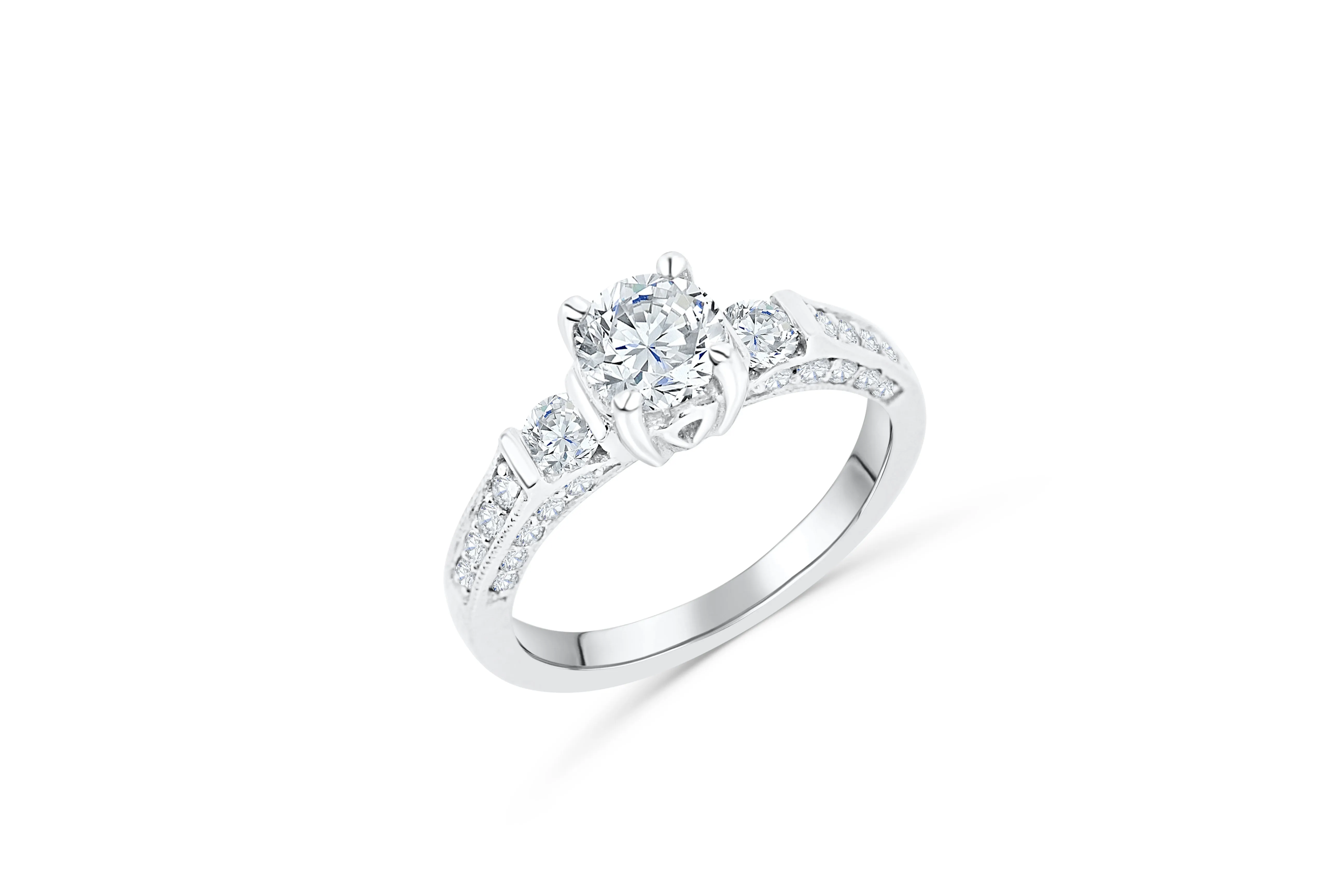 Diamond Engagement Ring 1.37 ct tw 14K White Gold DENG037