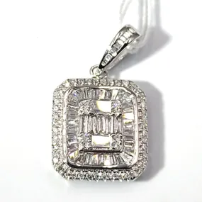 Diamond Studded Octagon Pendant 14K White Gold