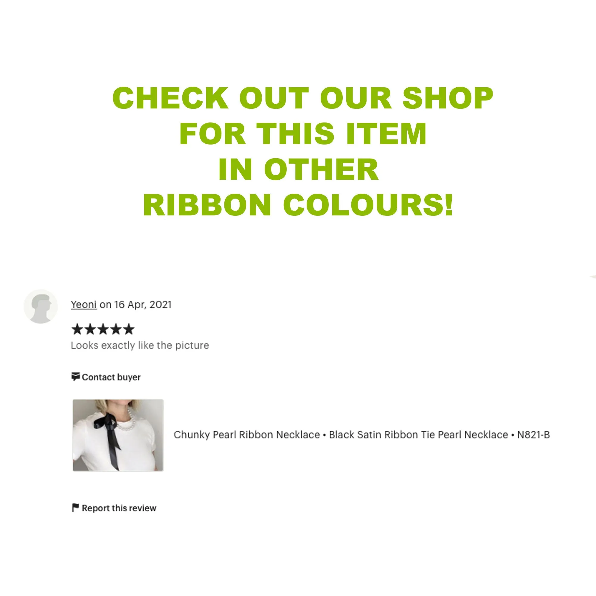 DOTTY white pearl ribbon tie necklace (more colours available)