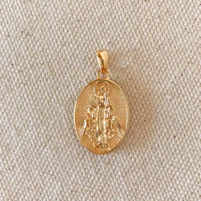 Double Sided 18k Gold Filled Lady Mother of Grace Pendant