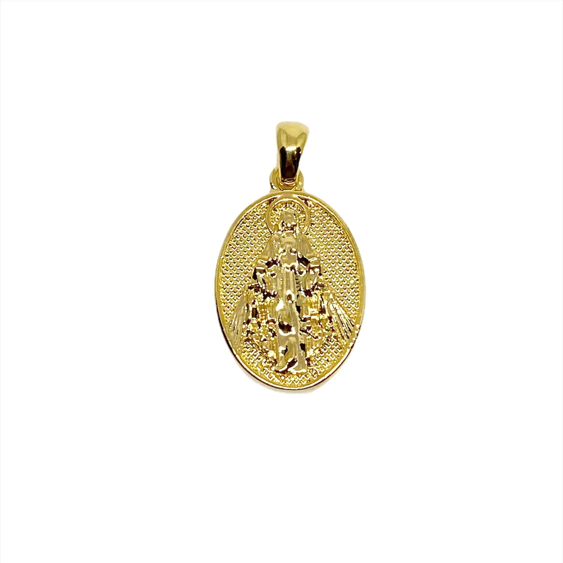 Double Sided 18k Gold Filled Lady Mother of Grace Pendant