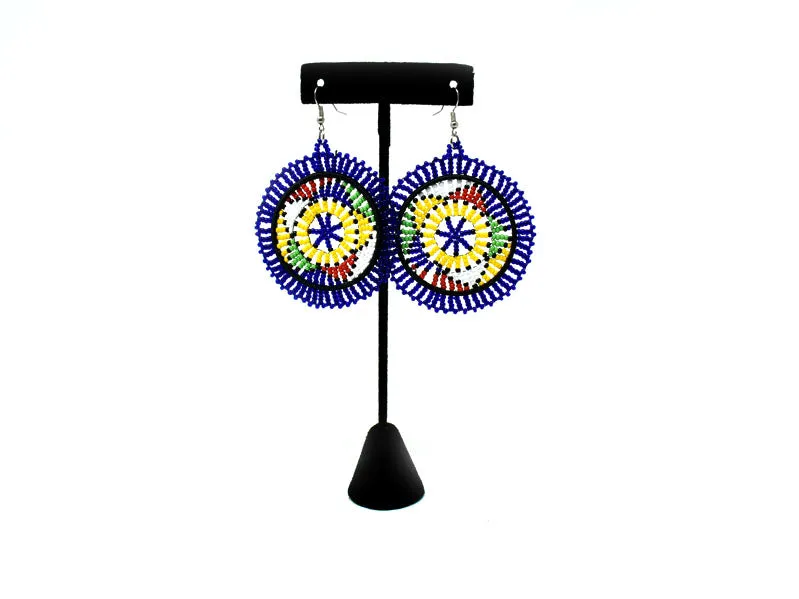 Duara Beaded Earrings Dark Blue & Multi Colors