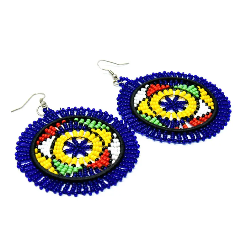 Duara Beaded Earrings Dark Blue & Multi Colors