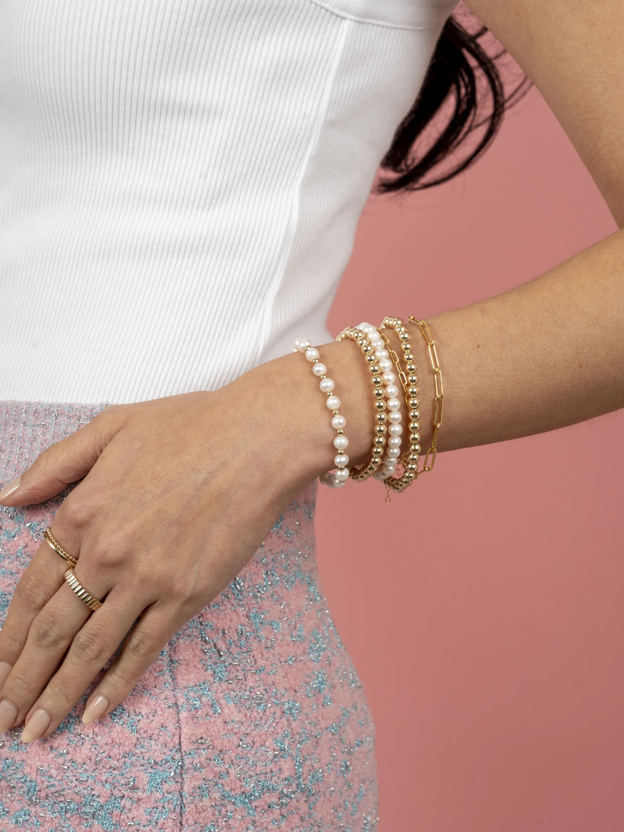 Ella Pearl Stretch Bracelet - Small