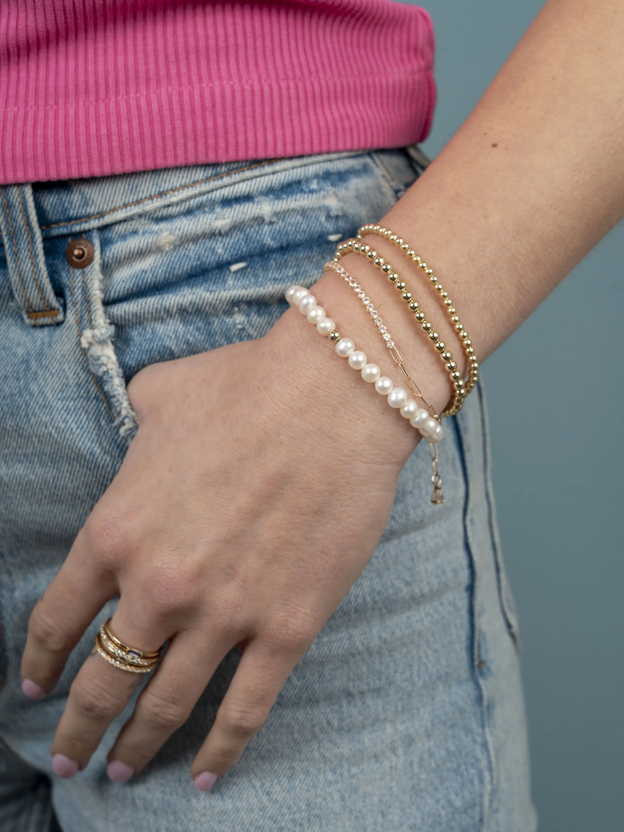 Ella Pearl Stretch Bracelet - Small