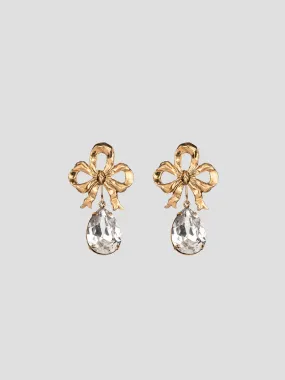 Eloise Crystal Gold Plated Bow Stud Earrings