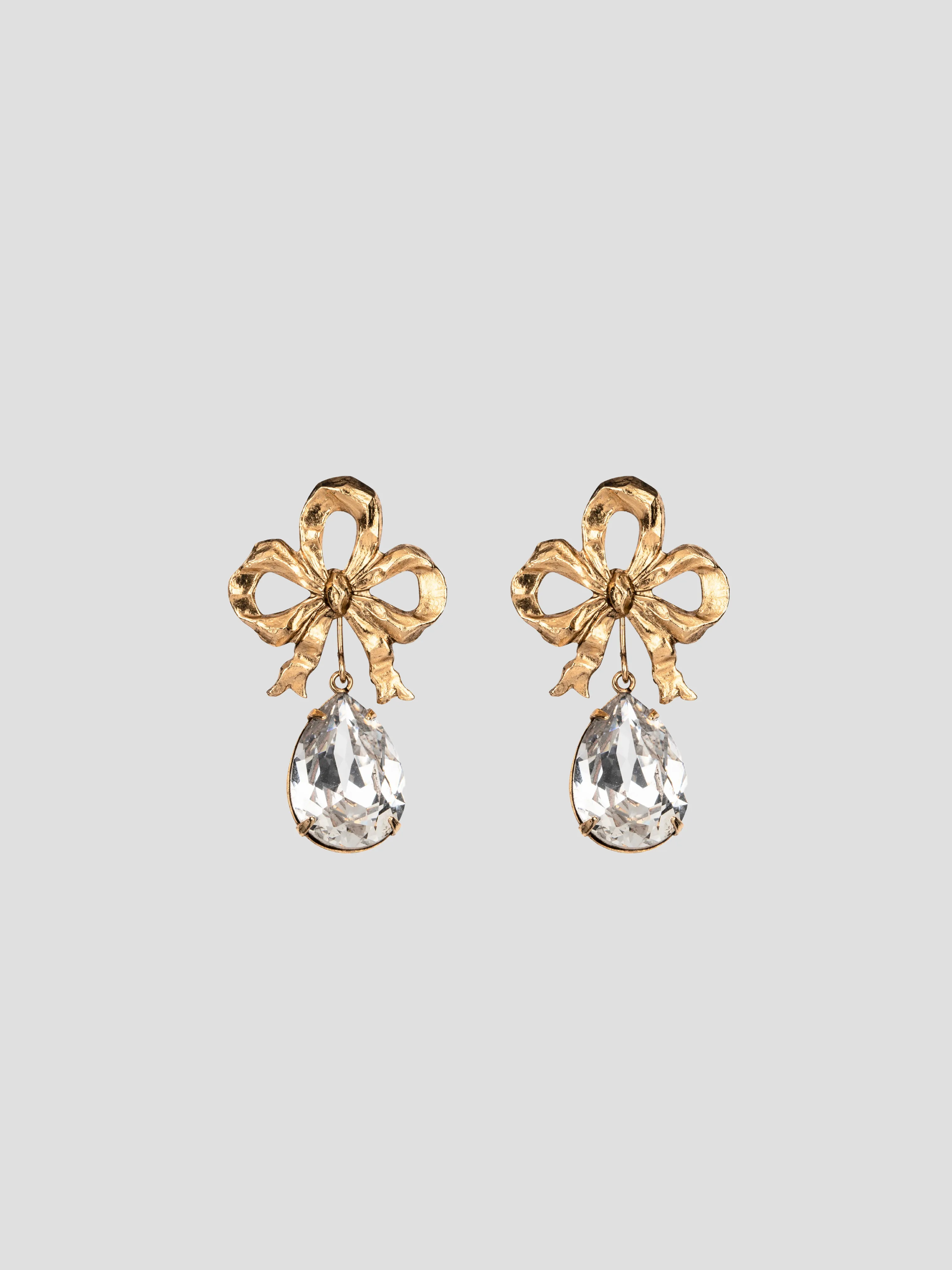 Eloise Crystal Gold Plated Bow Stud Earrings