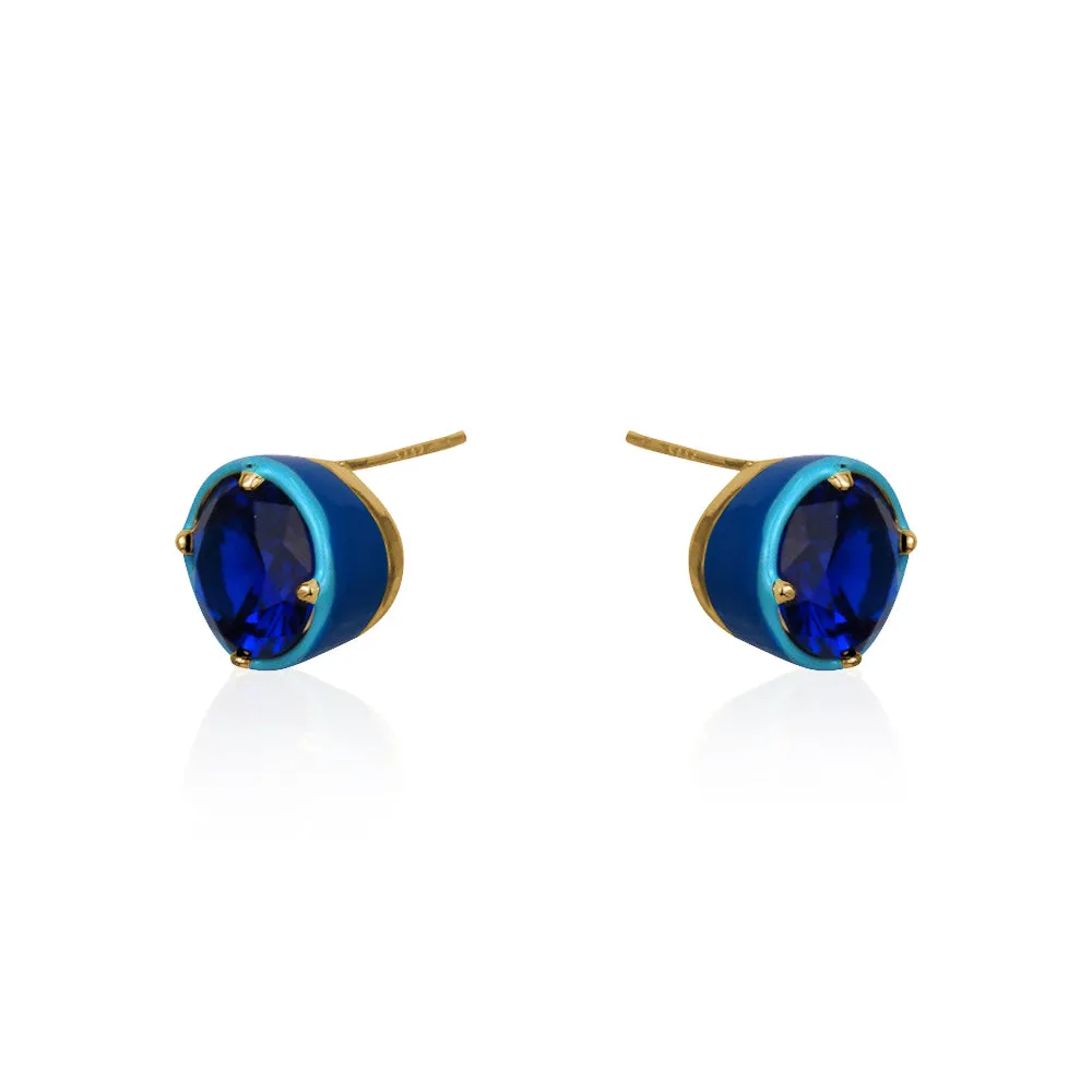 ENAMEL NAVY CRYSTAL EARRINGS