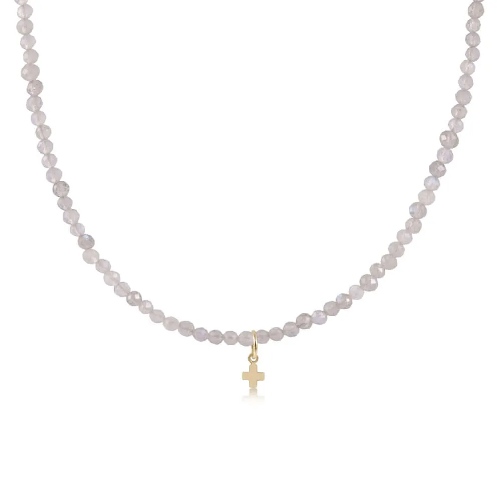 ENewton 3mm 15 Labradorite Gemstone Signature Cross Choker