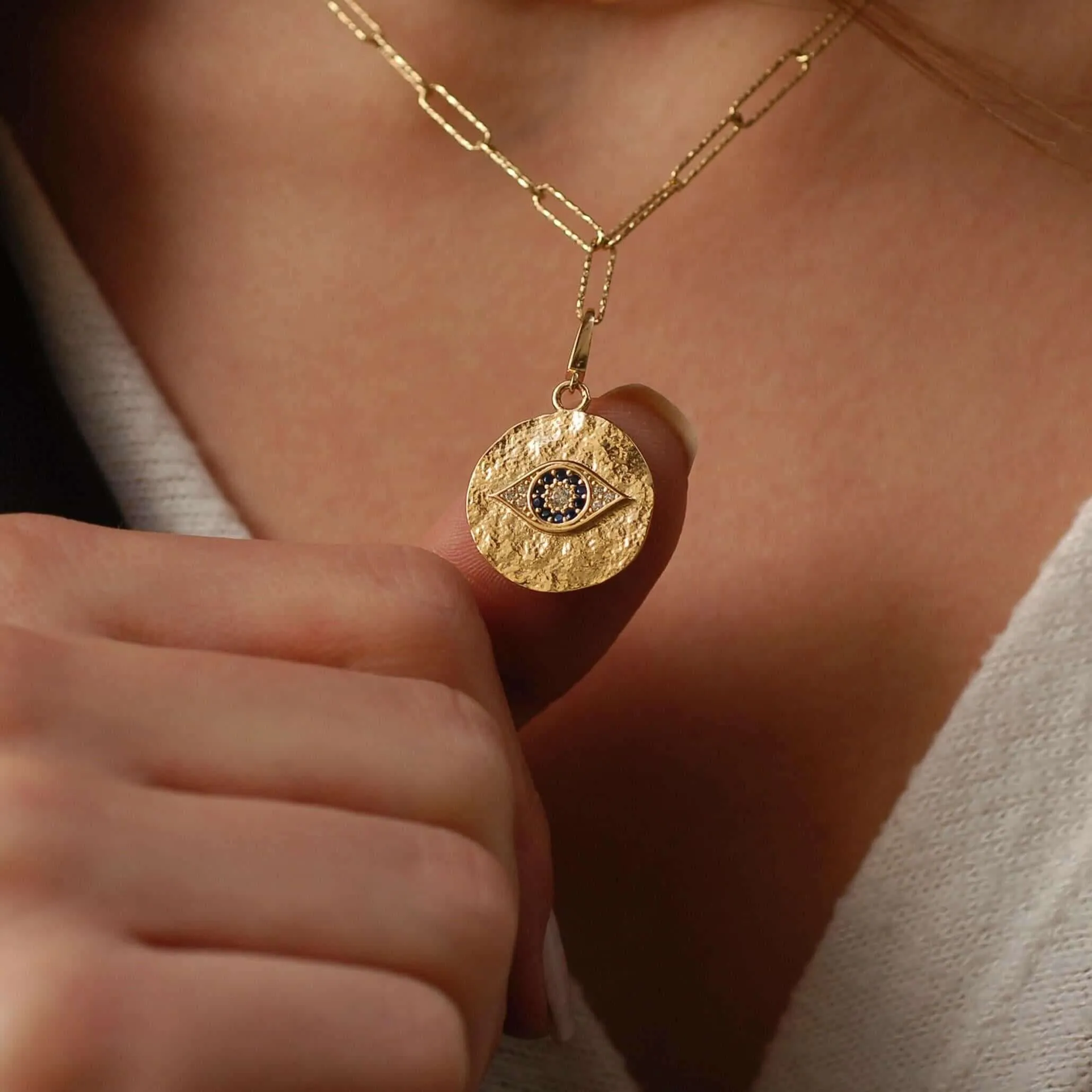 Evil Eye Pendant | 14K Solid Gold