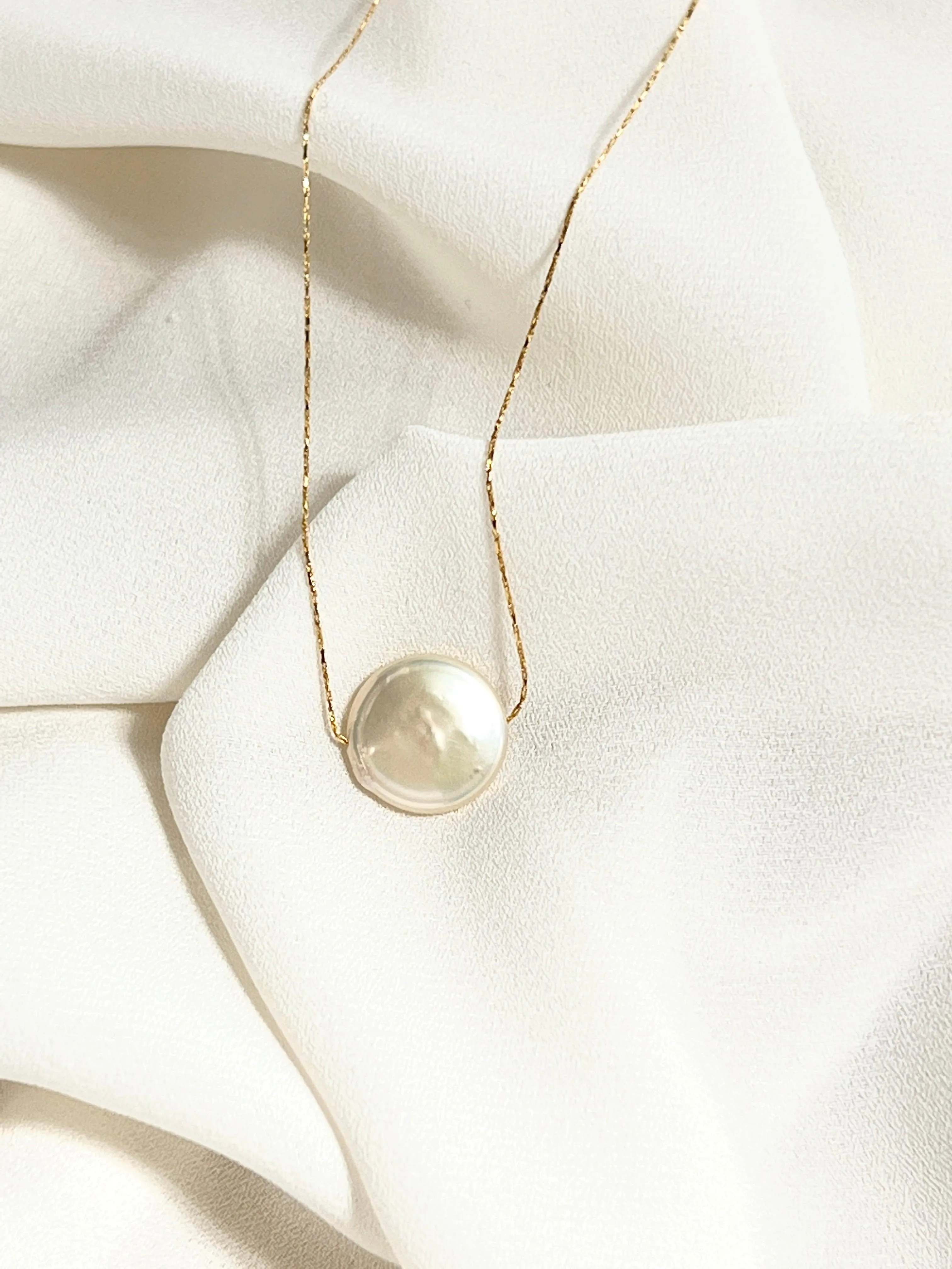 Freshwater Baroque Coin Pearl Gold Necklace