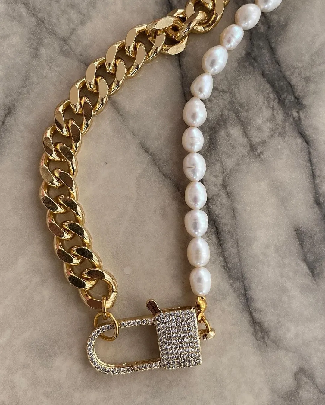 Freshwater Pearl, Gold Chain Necklace - June Birthstone