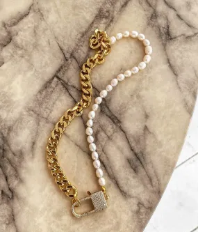 Freshwater Pearl, Gold Chain Necklace - June Birthstone