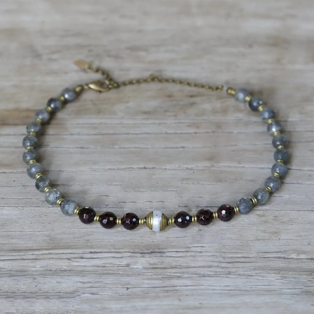 Garnet and Labradorite Love and Serendipity Mala Choker