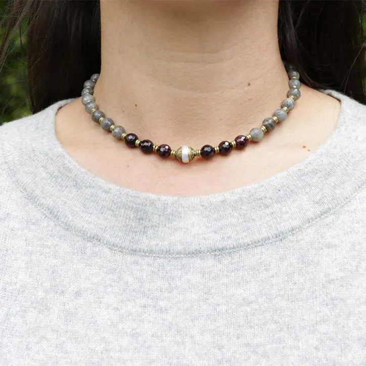 Garnet and Labradorite Love and Serendipity Mala Choker