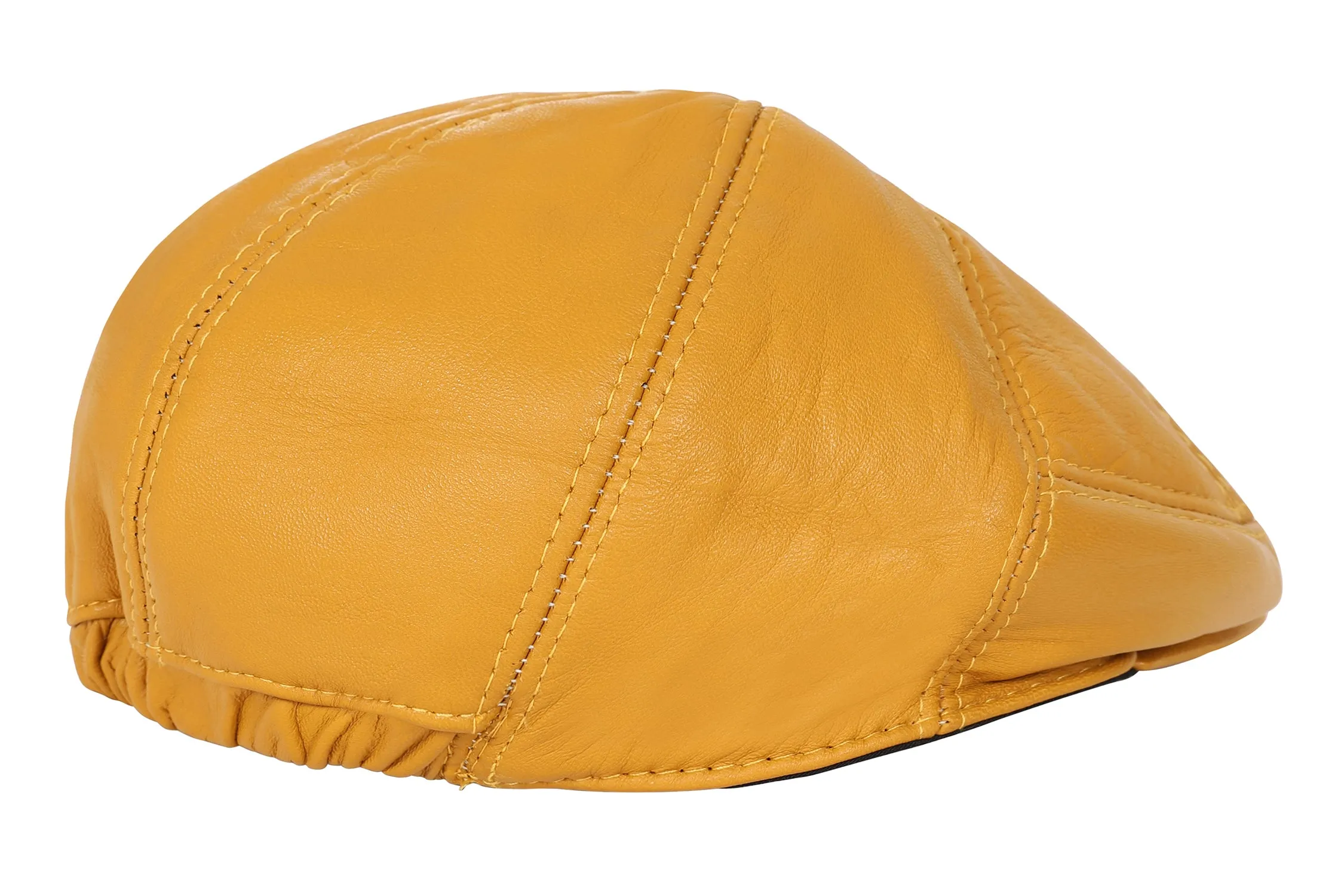 Genuine Mustard Leather London Flat Cap - Timeless Classic