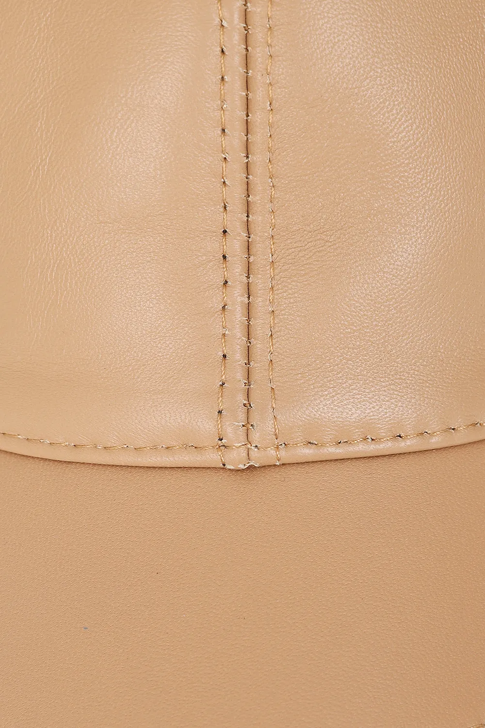 Genuine Tan Leather Baseball Cap - Curve Peak