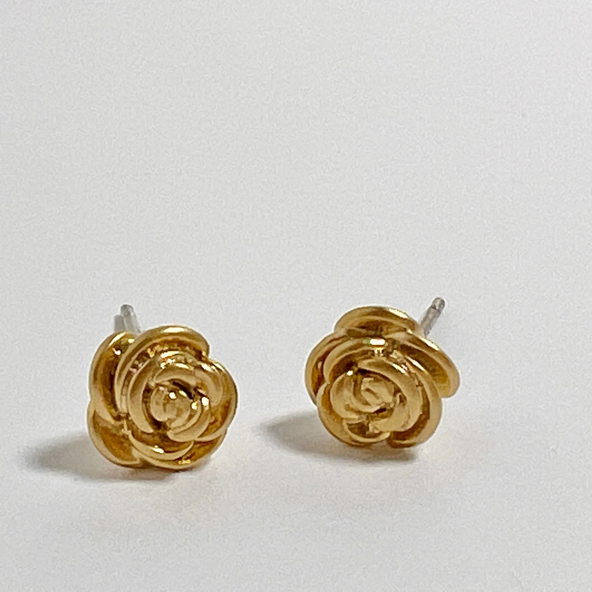 Gold Rose Bud Stud Earring