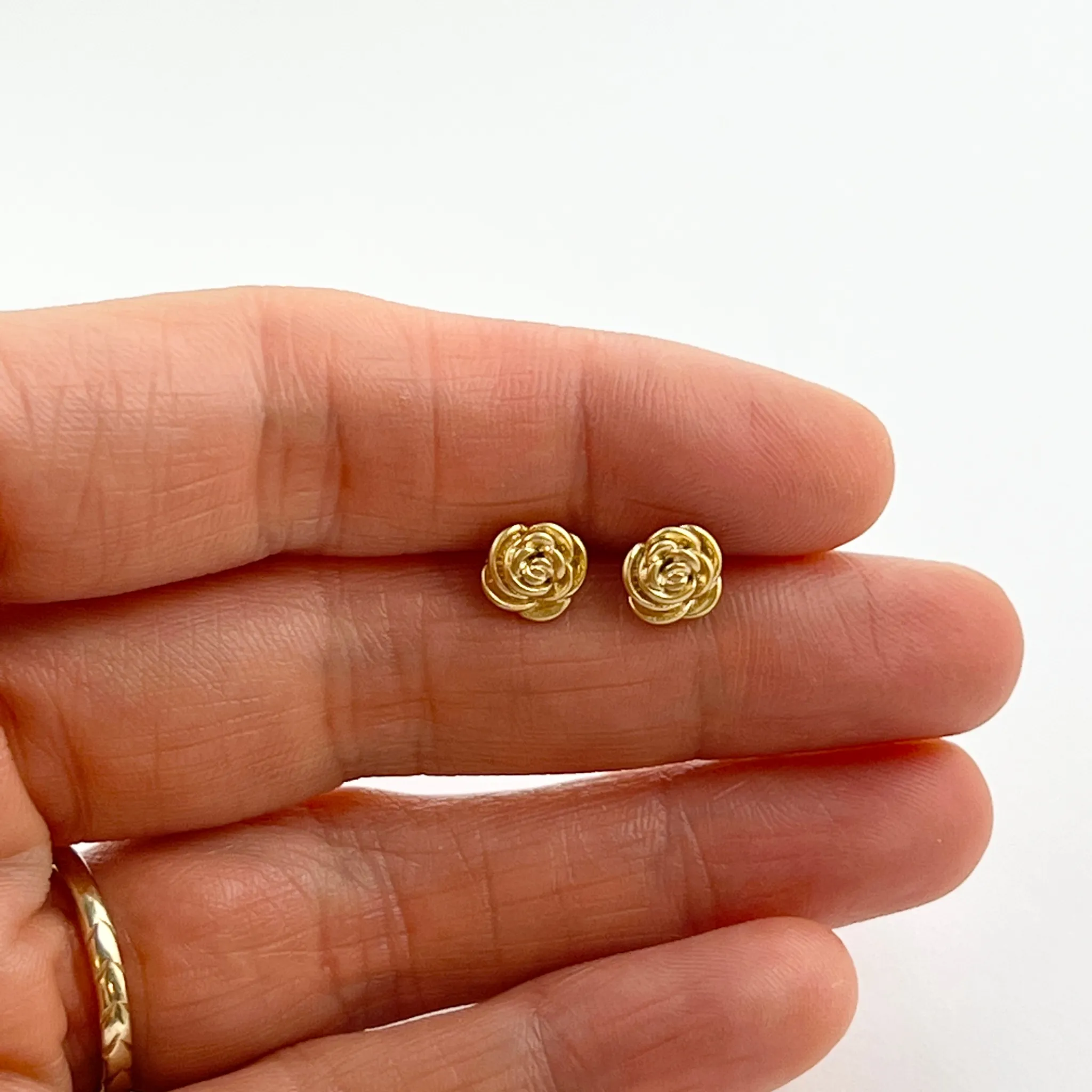 Gold Rose Bud Stud Earring