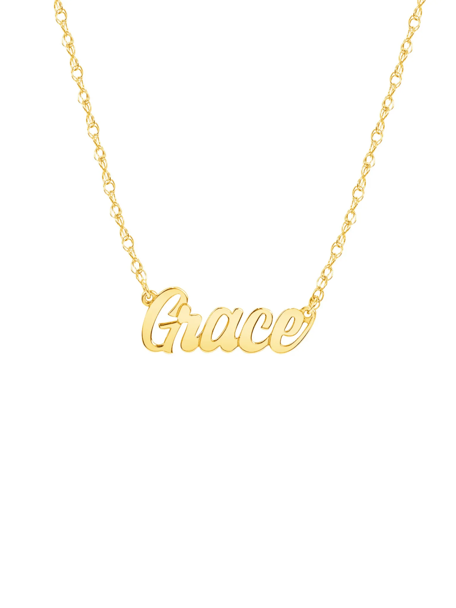 Gold Script Name Necklace 14K