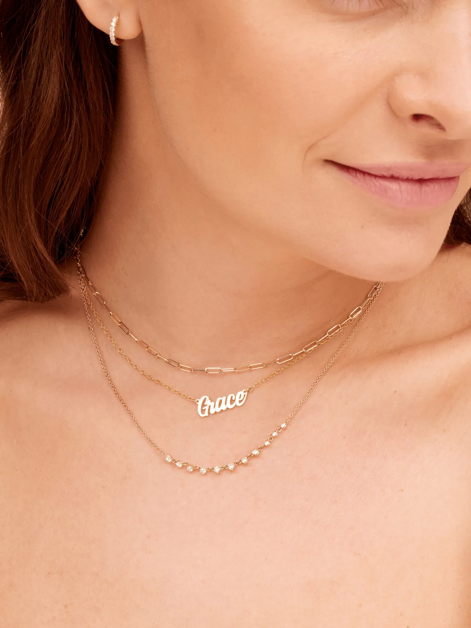 Gold Script Name Necklace 14K