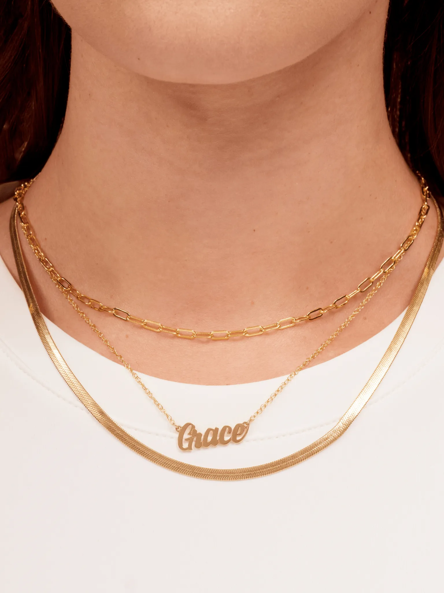 Gold Script Name Necklace 14K