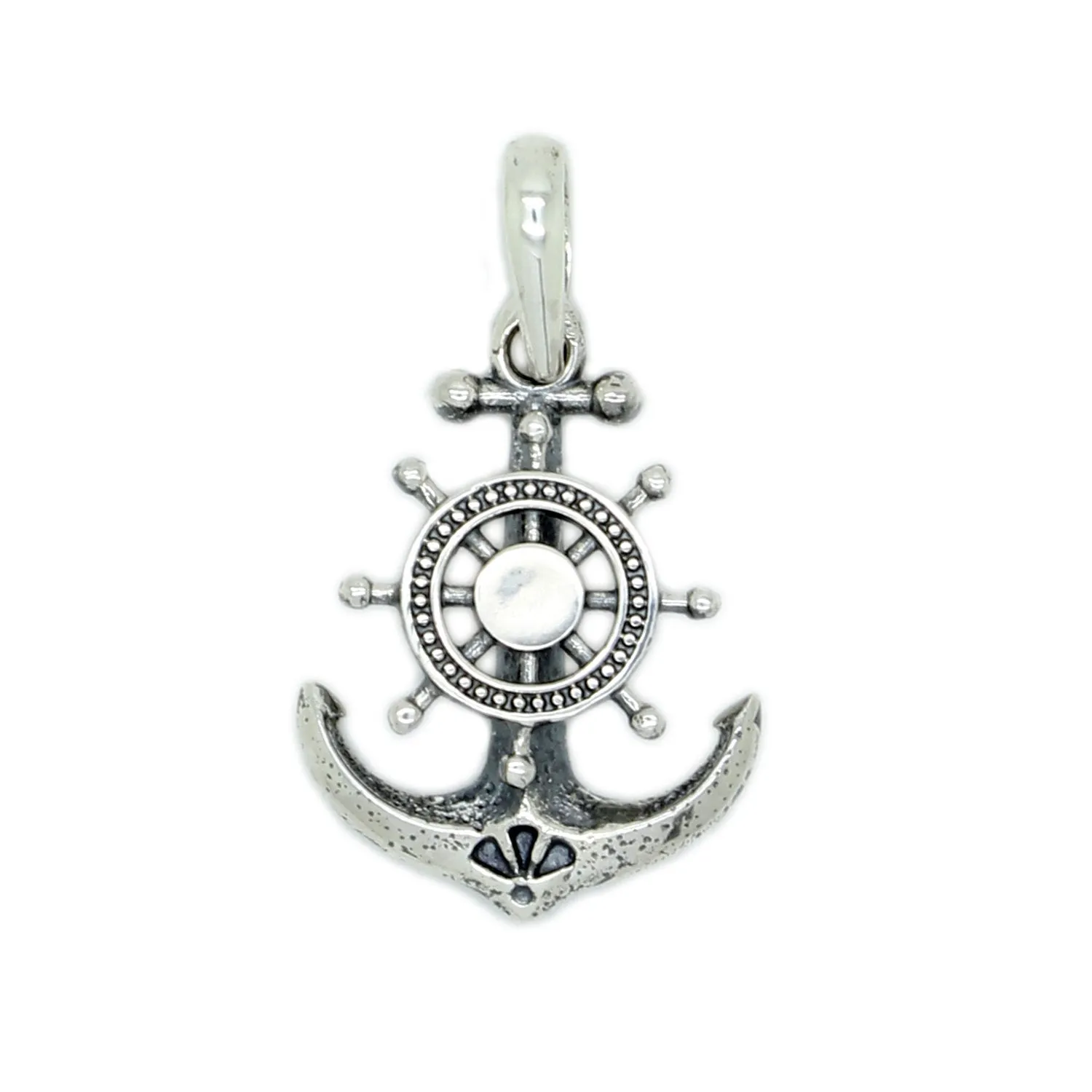 Helm Steering Nautical Ship's Wheel Pendant Silver 925