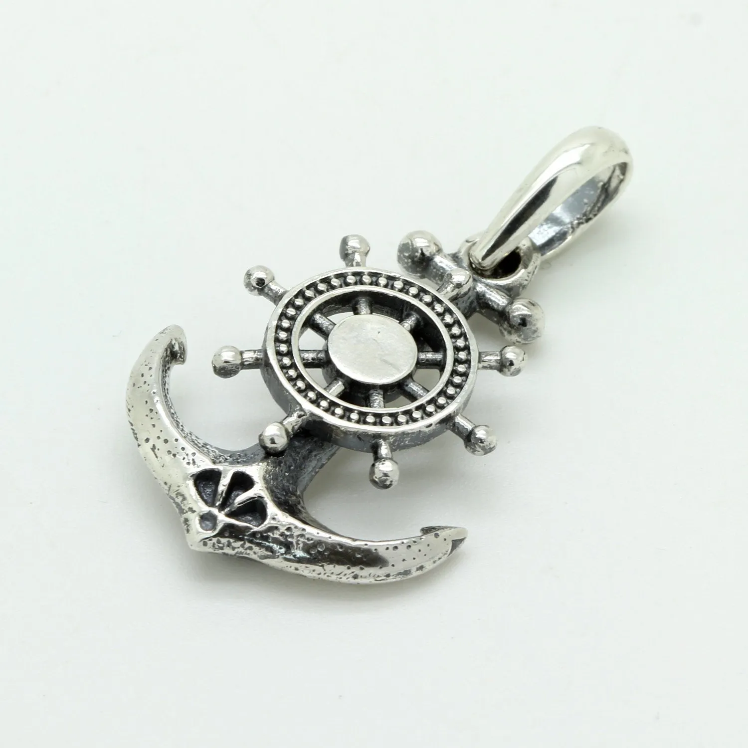 Helm Steering Nautical Ship's Wheel Pendant Silver 925