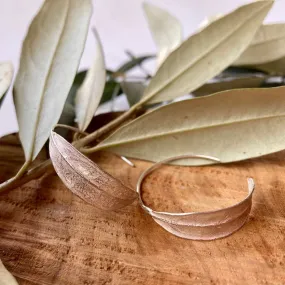 Hoop Olive Leaf Earring in Sterling Silver