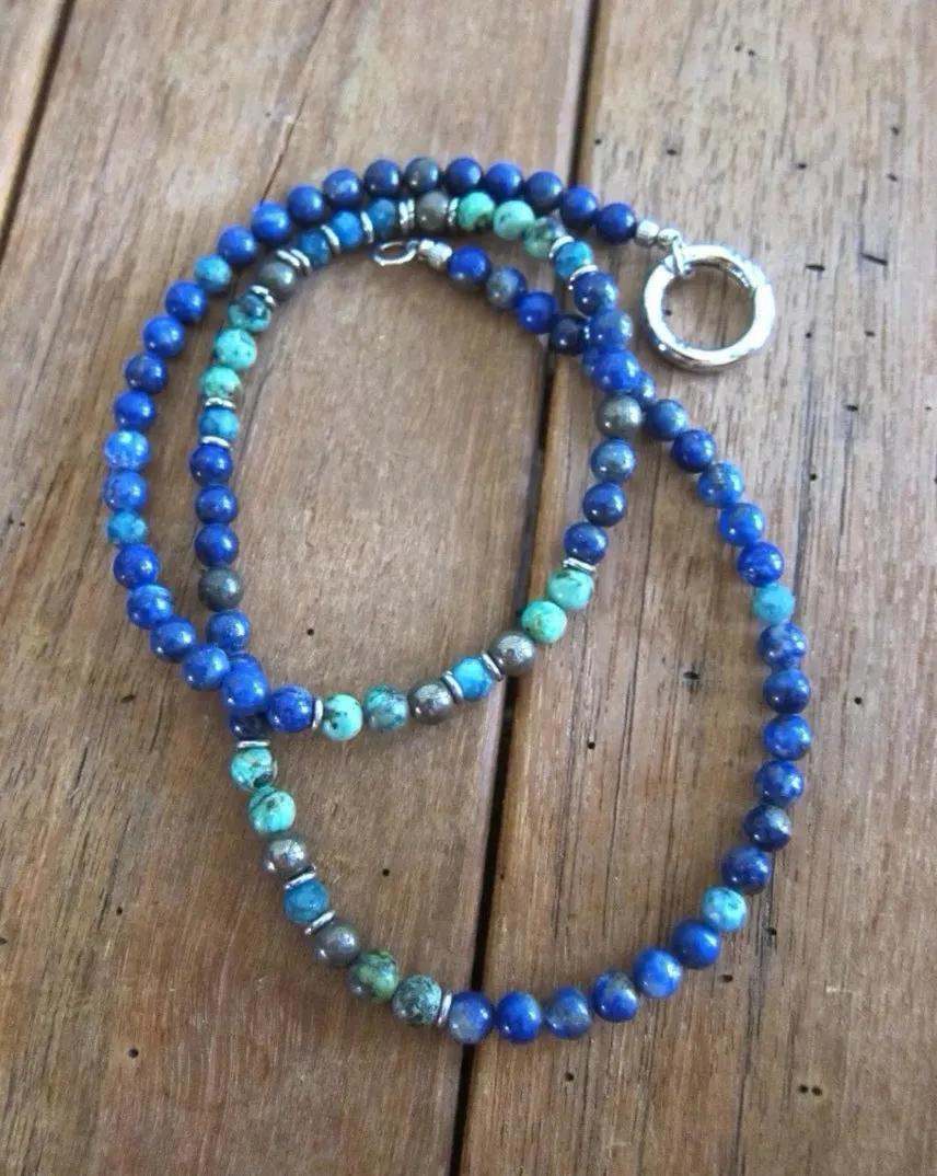 Intuition and Change - Lapis Lazuli and African Turquoise Beaded Necklace