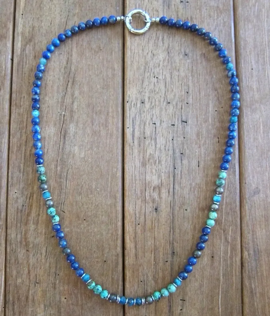 Intuition and Change - Lapis Lazuli and African Turquoise Beaded Necklace