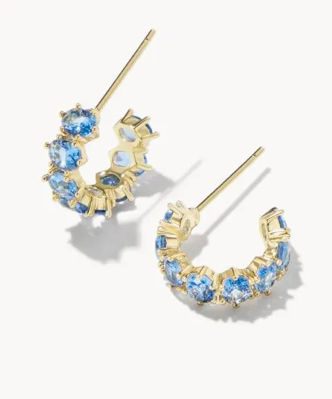 Kendra Scott Cailin Crystal Huggie Earrings - Blue Violet/Gold